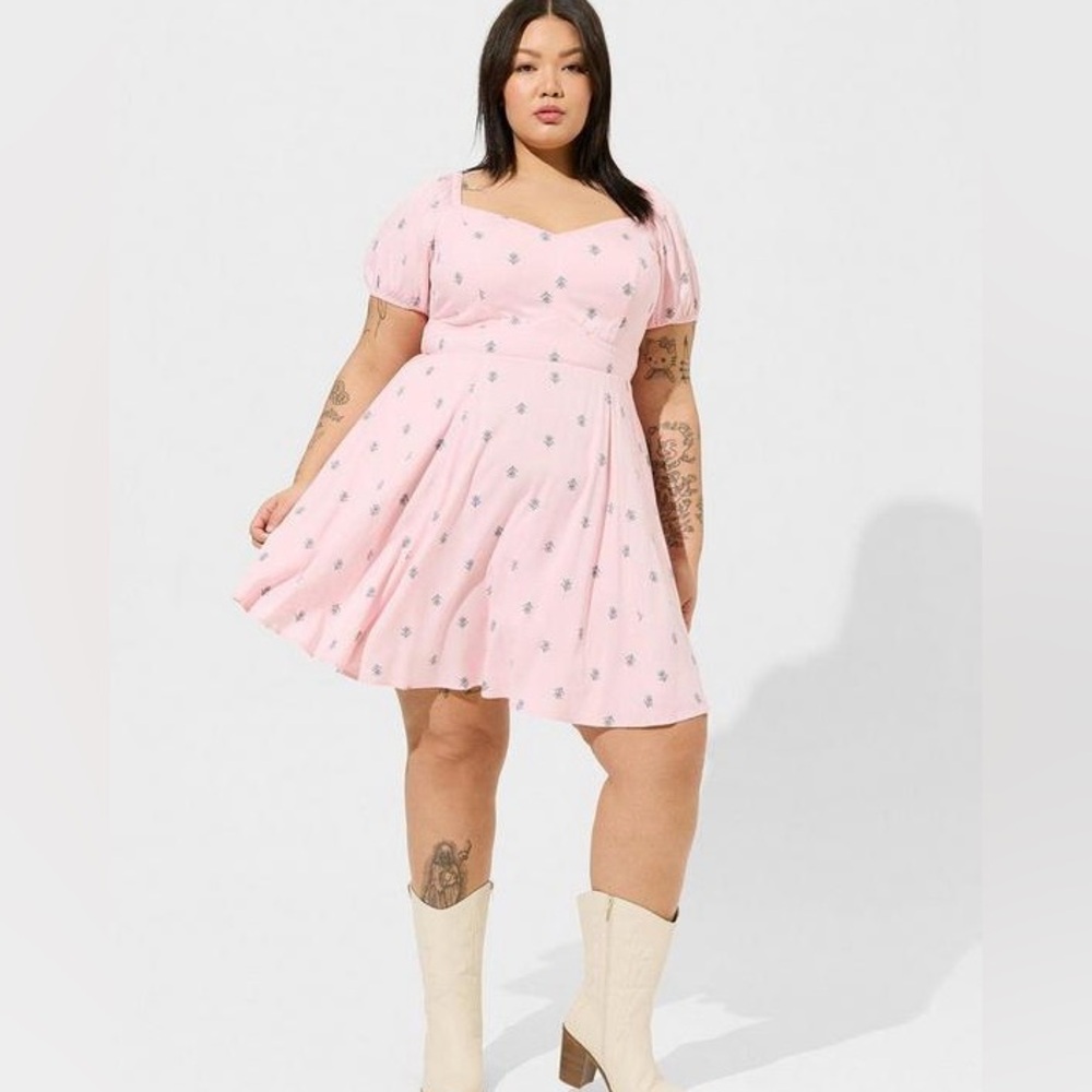 torrid Pink Floral Sweetheart Mini Dress